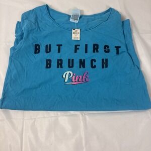 Victoria's Secret PINK BUT FIRST BRUNCH Sleep Tee Lounge Shirt XS NEW